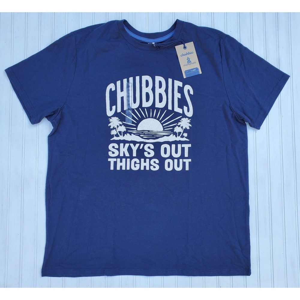 Chubbies‎ Mens XL Navy Blue Skys Out Thighs Out Graphic T-Shirt NWT